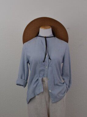 Vintage 80s Striped Poly/Cotton Womens Shirt size‎ 10